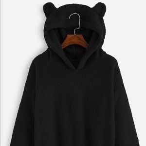 Solid Hooded Teddy Sweatshirt